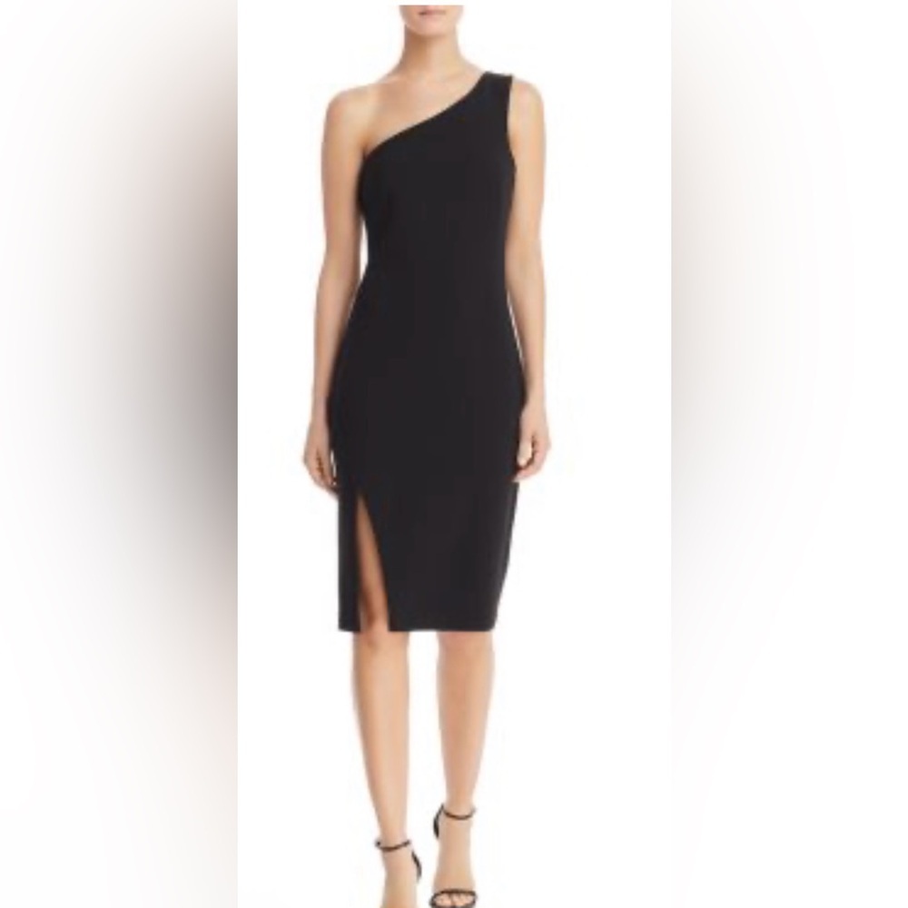 Likely Black Helena One Shoulder Midi Cocktail Dress